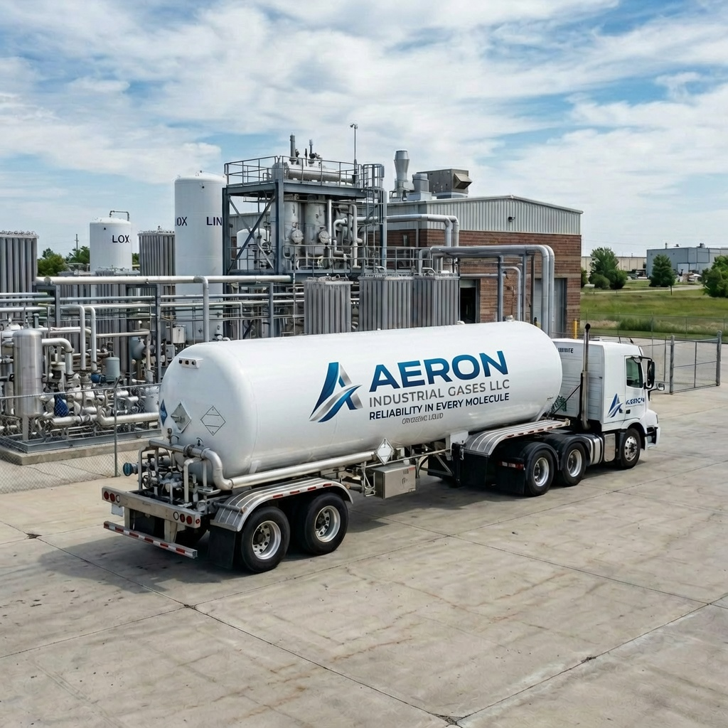 Aeron Industrial Gases cryogenic mobile tanker truck for bulk gas delivery